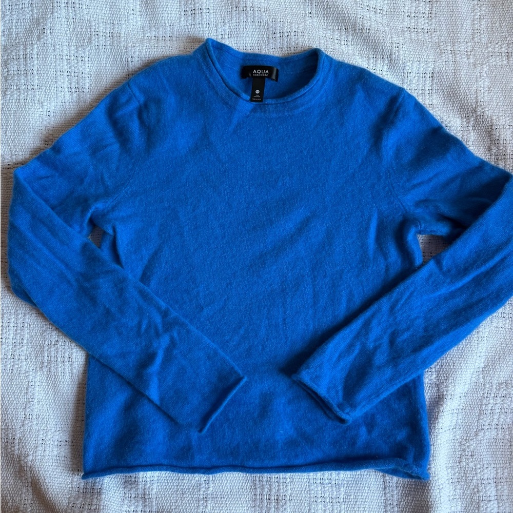 AQUA Cashmere 100% Cashmere Rolled Edge Sweater XS
